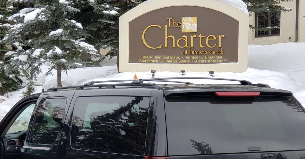 SUV outside The Charter at Beaver Creek entrance