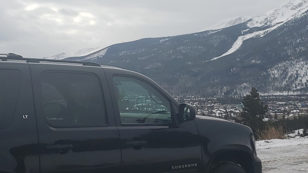 Black SUV arriving at Breckenridge