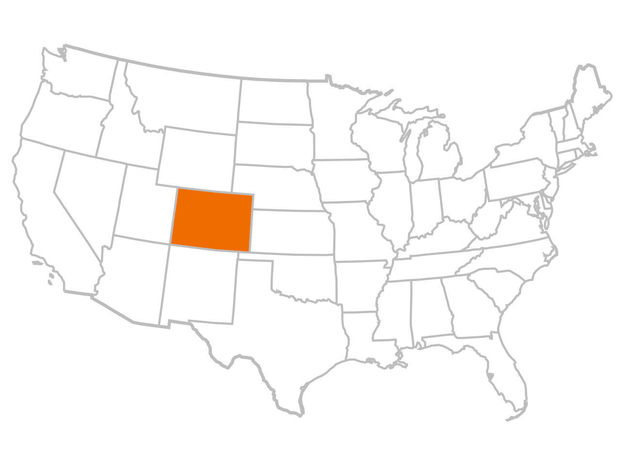 USA map Colorado Highlighted